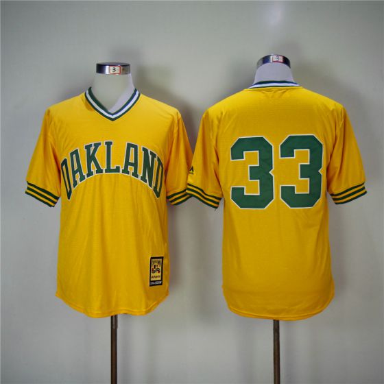 Men Oakland Athletics 33 Jose Canseco Yellow Throwback MLB Jerseys